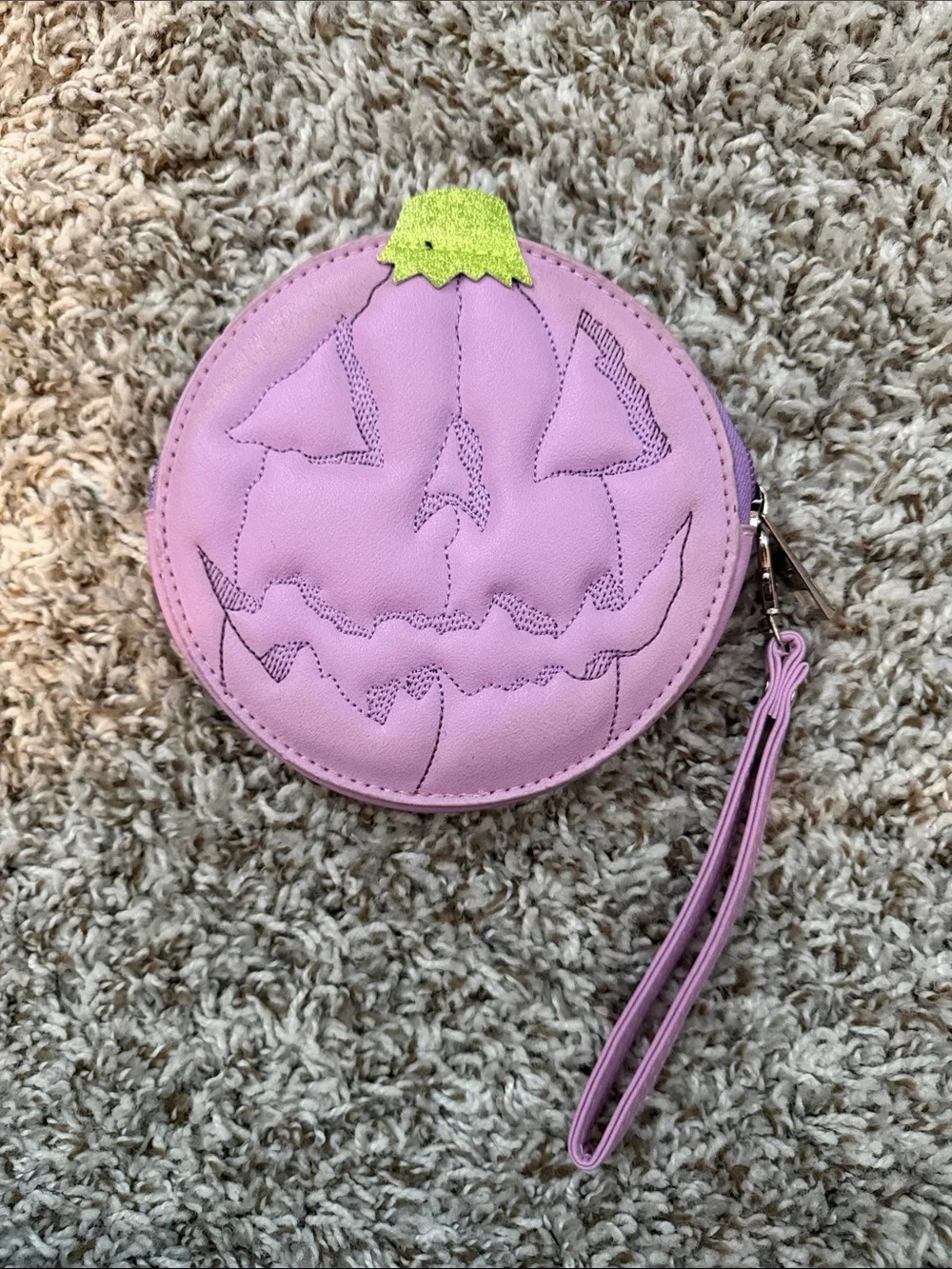 Purple Pumpkin Wristlet Coin Purse